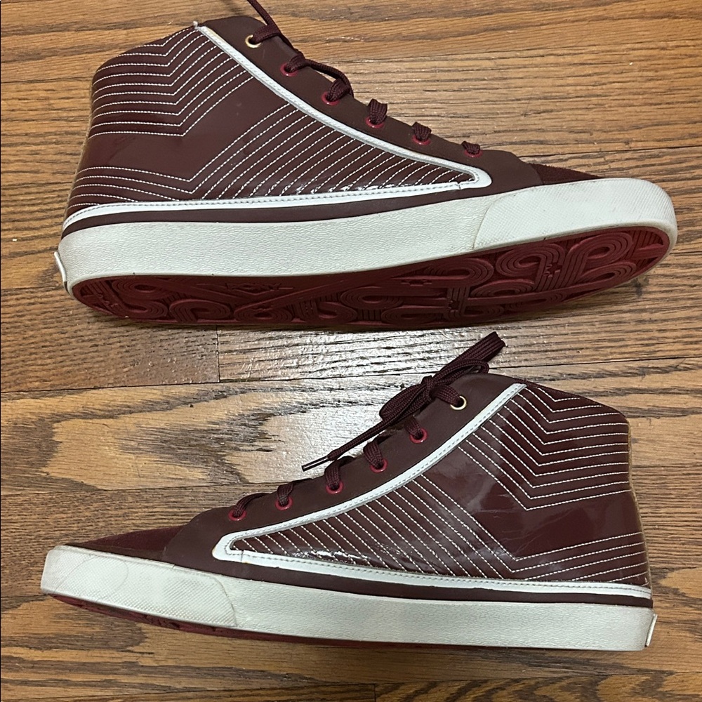 Pony Sneakers Men's 10.5 Burgundy Feed the Cat Mid High-Top Retro - Picture 8 of 12